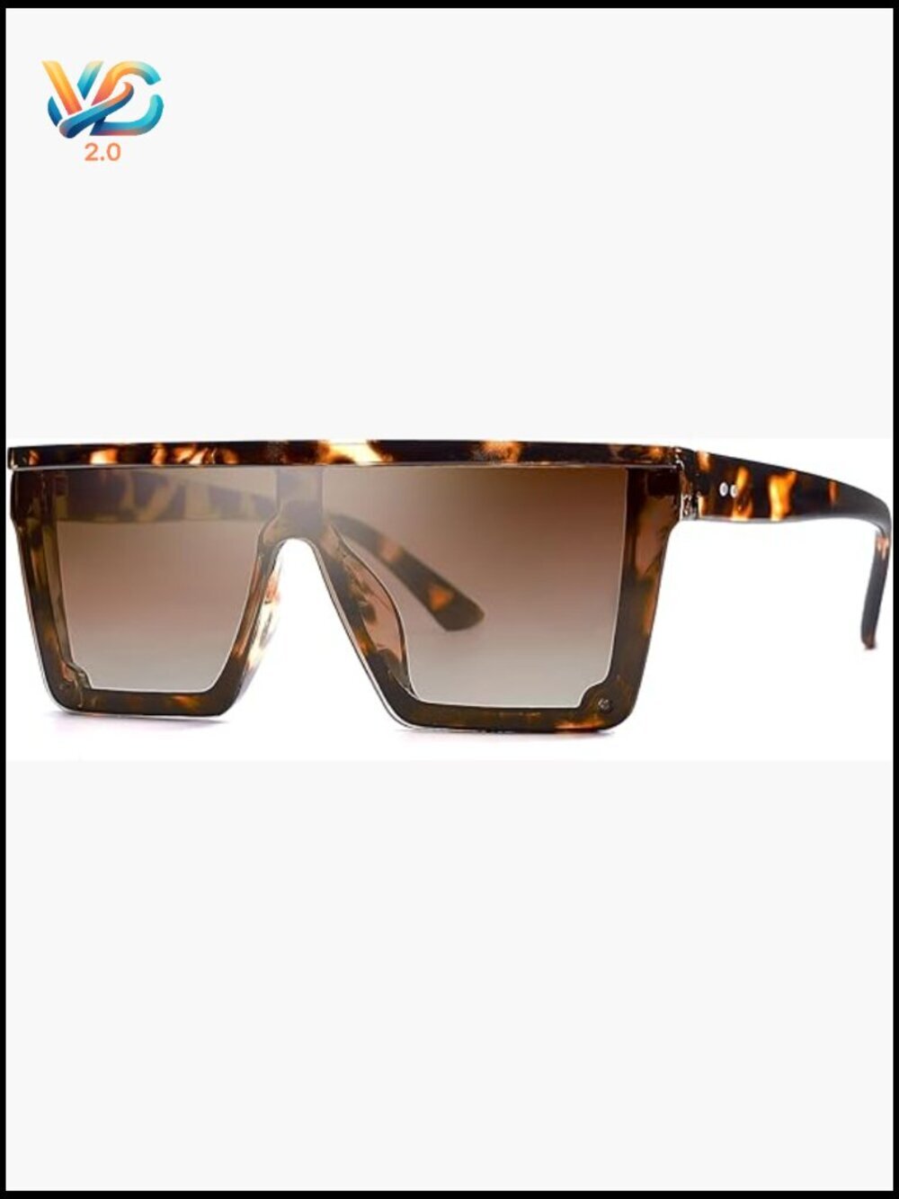 Square Thick Frame Flat Top Mirrored Goggle Sunnies UV400 Protection Trendy